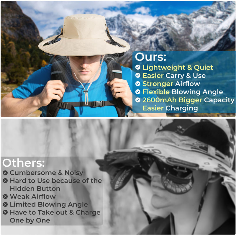 AMACOOL 2-in-1 Bucket Hat Fan with Detachable Neck Fan, UPF 50+ Wide Brim Sun Hat, Father's Day Gifts for Dad Husband, Fishing Essentials 2026 for Men Women Camping Hiking Beach Gardening Outdoor