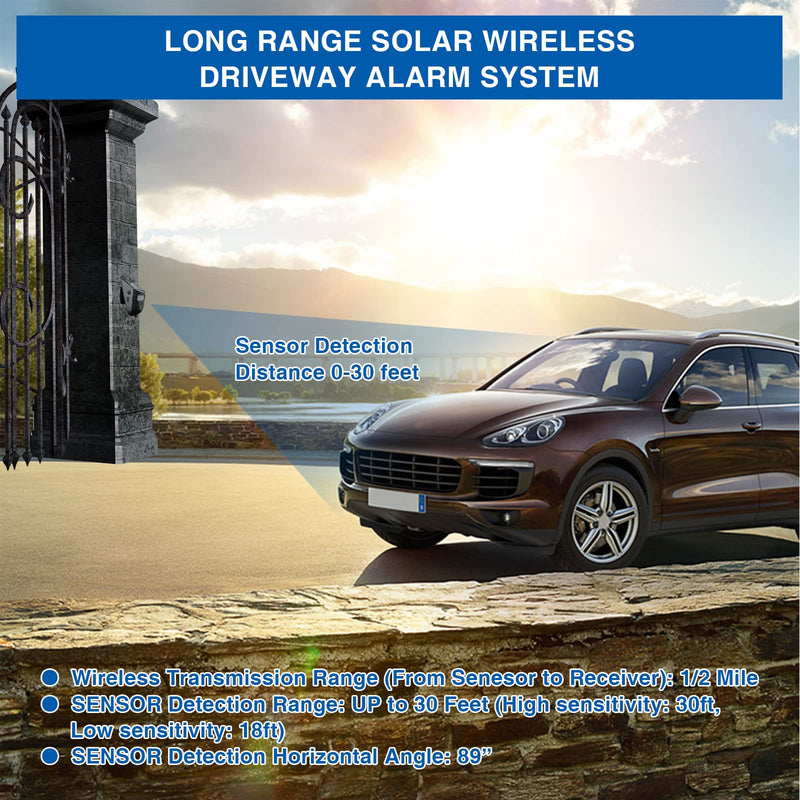 Solar Infrared Doorbell,Solar Driveway Alarm, with Solar Wireless Motion Sensor and Plug-in Alarm Receiver Doorbell (1 Solar Wireless Motion Sensor & 2 Plug-in Alarm Receiver Doorbell) 1 Solar Wireless Motion Sensor & 2 Plug-in Alarm Receiver Doorbell
