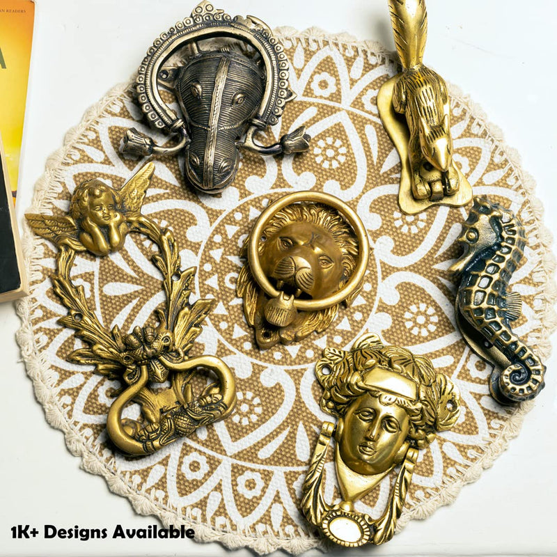 Indian Shelf Brass Frog Door Knocker - Gold Door Decorations - Victorian Style Door Ring Bell - 5.58 Cm