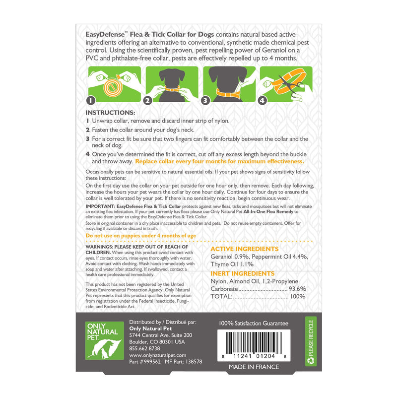 Only Natural Pet EasyDefense Flea & Tick Dog Collar - PawsPlanet Australia
