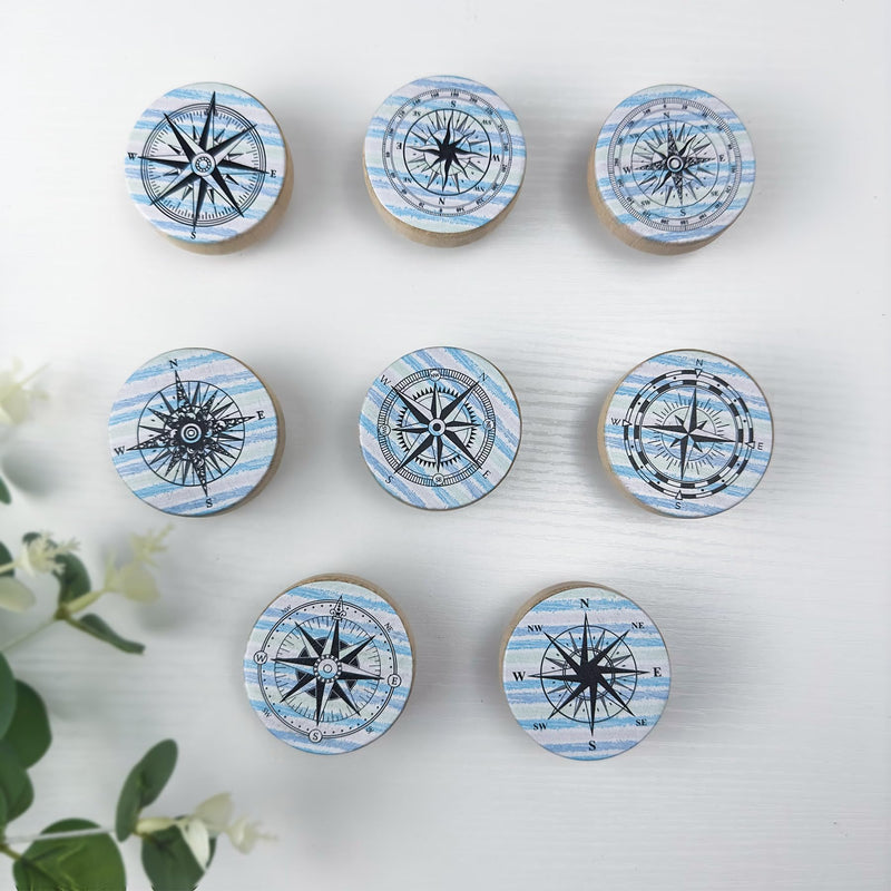 Set of 8 Wooden Vintage Nautical Coastal Beach Themed Kitchen Cabinet Furniture Dresser Drawer and Pulls1.8 X 1.8 Inches