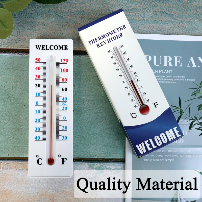 Hide A Key Outside Thermometer Decorative Key Hiders Holder Containers Lockbox for House Spare Keys Cabinet Outdoor Secret Compartment Items Safe Storage Yard Garden Indoor Geocaching