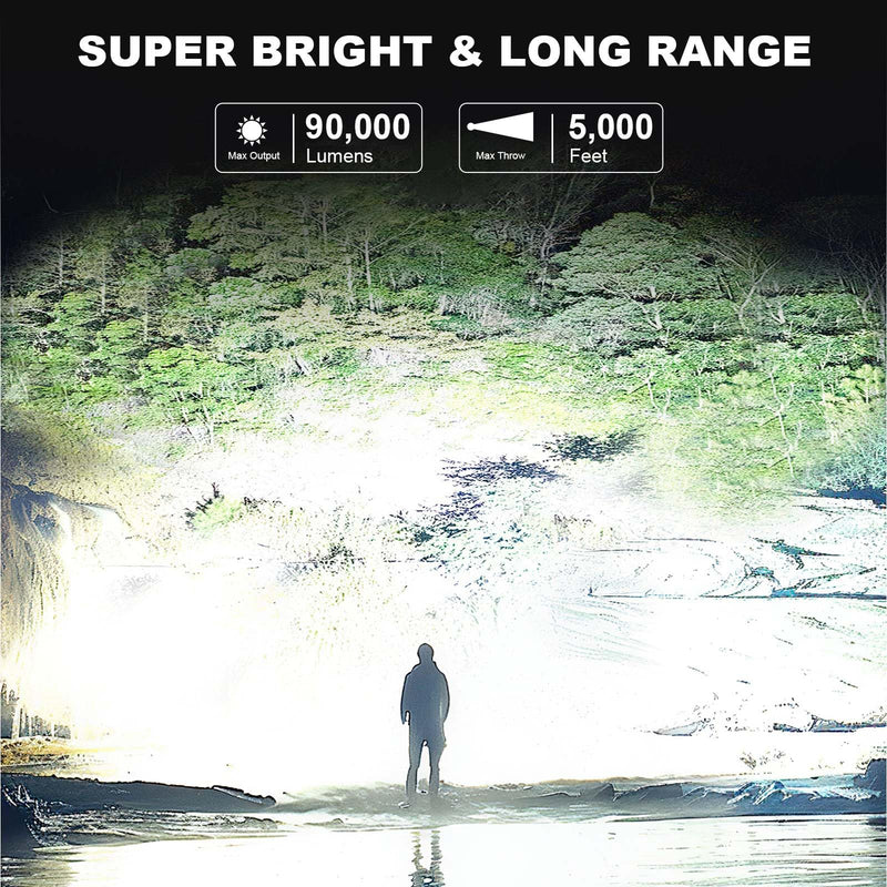 MIXILIN Rechargeable Spotlight 99,000 Lumens, Super Bright LED Spotlight Flashlight Outdoor with COB Light & Foldable Tripod, 10000ɱAh Long Lasting Large Handheld Spot Light for Boating Camping