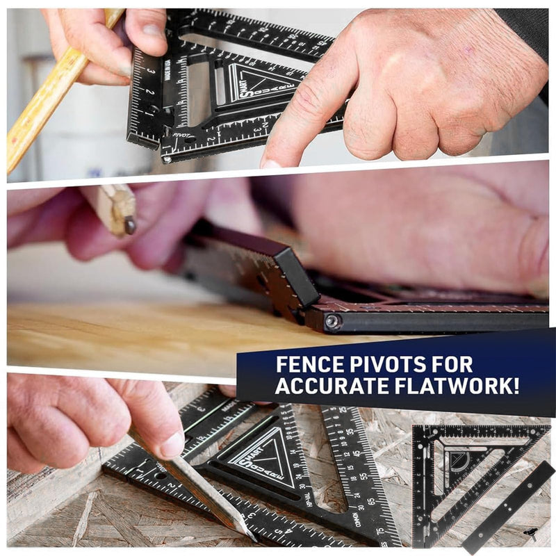 8.3 Inch Rafter Square, Innovative Triangle Carpenter Square with Level and Jig Block, Triangular Ruler Protractor, Precision Layout Tool Carpenter Layout Measuring Ruler for