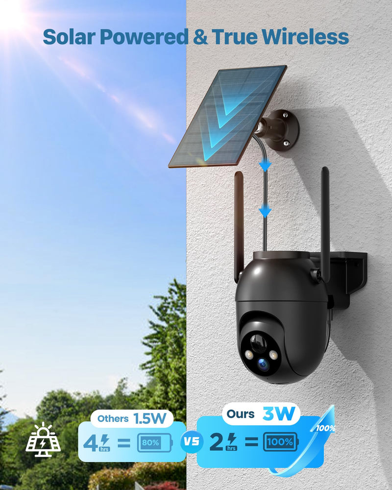 Security Cameras Wireless Outdoor Solar: 2K WiFi Camera for Home Security System - Battery Powered Cam IP66 Waterproof Motion Sensor - Camaras de Seguridad para Casa Inalambricas 1-camera