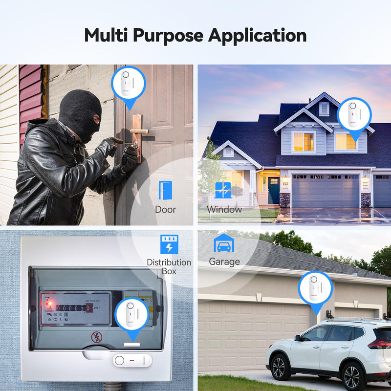 TECKNET Door Alarms for Kids Safety, Window Alarm Pool Alarms Door Alarm for Home Security, 2-in-1 Alarm & Chime, 3-Level Volume Control, Wireless Alarm for House Hotel Cars Sheds Caravans (9 Pack) White-9Pack