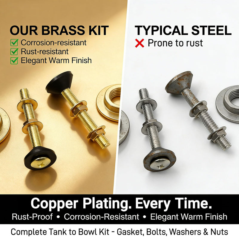 Tank to Bowl Bolt & Gasket Kit, Compatible with Toto Drake/Eco Drake Toilets (9BU024E & THU833-A Replacement), Fits Most Two-Piece Toilet Models