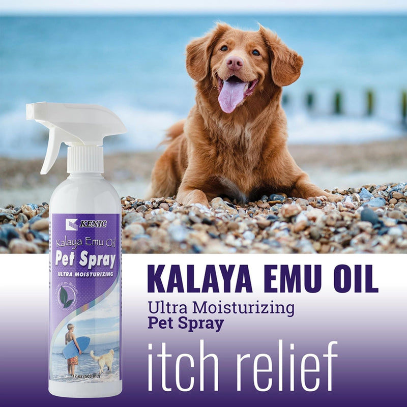 Kenic Emu Oil Itchy Skin Relief for Dry, Irritated Coats & Hot Spots - Leave-in Conditioning Formula Soothes and Moisturizes for Comfort and Shine, Made in USA Emu Oil - Anti-Itch & Healing 17oz