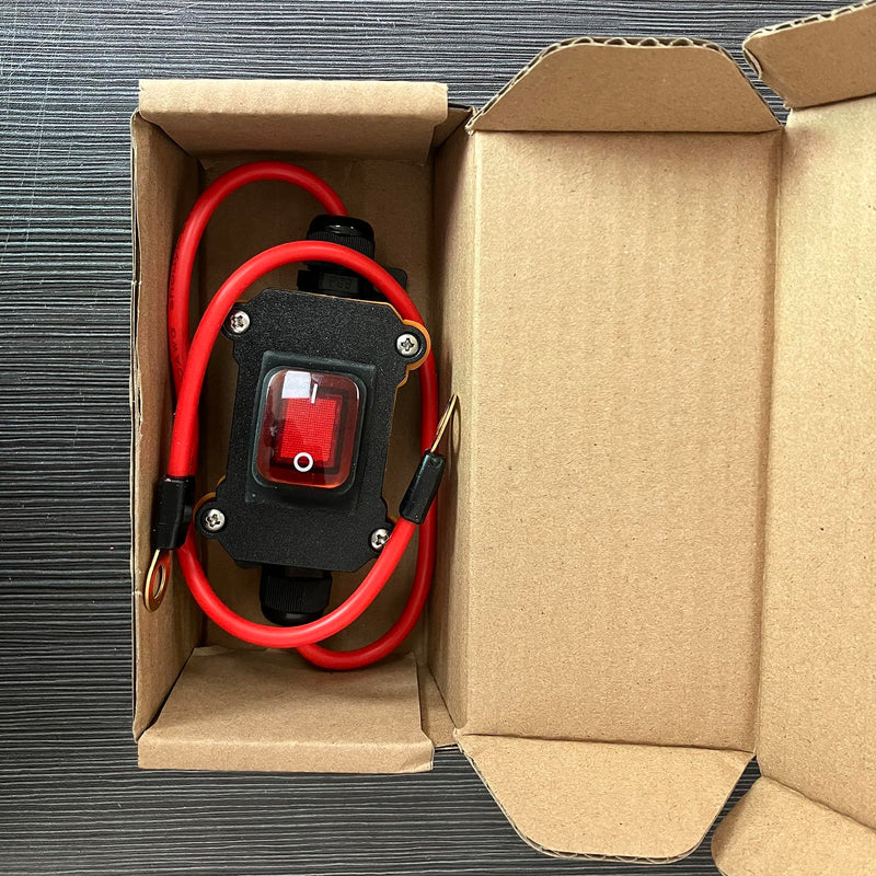 DC12V Inline Wire Switch DC12-24V DPST Dual Side Wiring Switch 25A IP67 with on/Off Quick Connect/Disconnect Switch with Copper Ring Power Cord 30 cm for Motorcycle and car Power on/Off.(DC) DC Waterproof Switch with Brass Ring