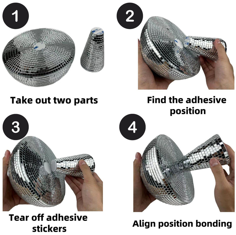 Creative Mushroom Disco Ball for Party, Table Decor Mirror Retro Handmade Disco Ball Mushroom Shape Home Art Decorations,Bar Ornaments(Silver, S(5.9'')) S(5.9'') Silver