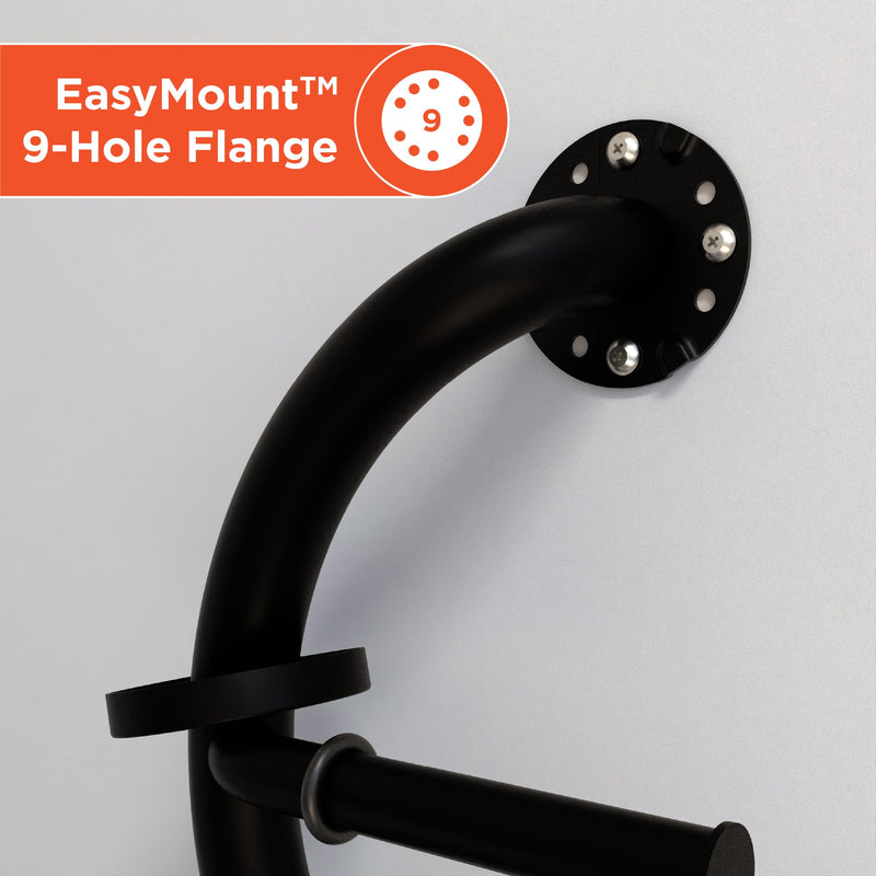 HEALTHCRAFT Plus Toilet Paper Holder & Grab Bar 14.3" - Matte Black, 500 Lbs