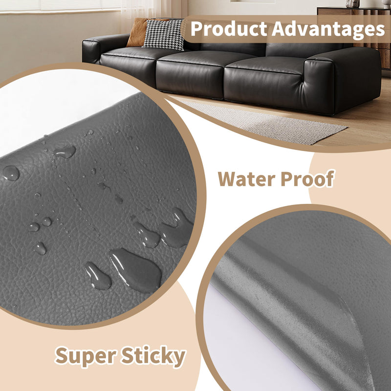 Leather Repair Patch,Self-Adhesive Leather,17X79inch,Self-Adhesive Waterproof,Scratch Resistant,DIY Large Patch for Sofas,Furniture,cabinets,Walls,Motorcycle Seats,car Seats (Dark Grey) Dark Grey
