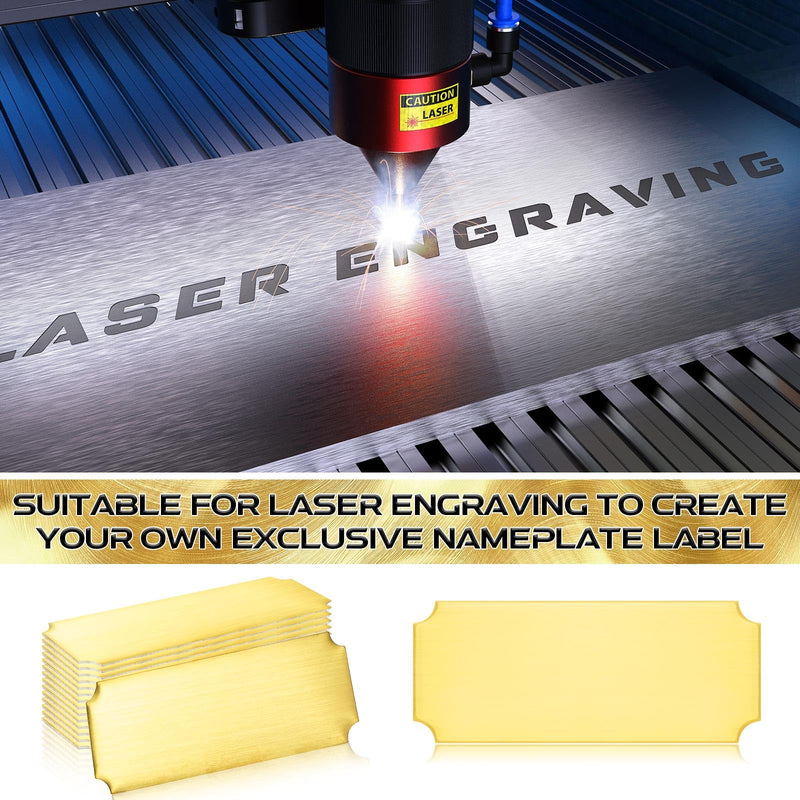 Therwen 15 Pcs Engraved Name Plates Bulk Metal Perpetual Plaque Plate Laser Engraving Blanks Adhesive Nameplate Card for Home Indoor DIY Signage Etching(Gold,6" W X 2.5" H,Classic) Gold 6" W X 2.5" H Classic