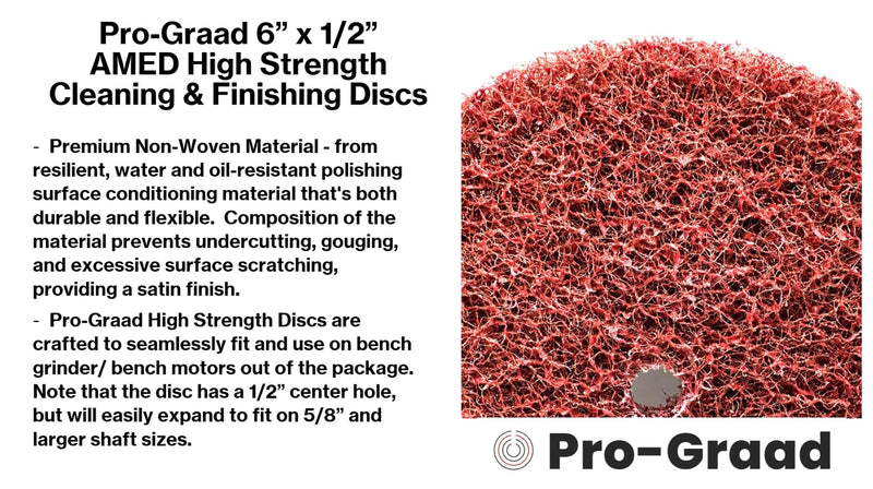 4 Pack 6” x 1/2” A Medium (AMED) High Strength Non-Woven Buffing, Blending, Cleaning, Light Deburring & Finishing Discs, 04188, Pack of 4 6" x 1/2" AMED