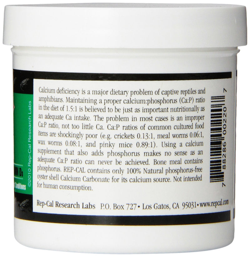 Rep-Cal 52298 Phosphorous-Free Calcium Powder Reptile/Amphibian Supplement Without Vitamin D3, 4.1 oz,white - PawsPlanet Australia