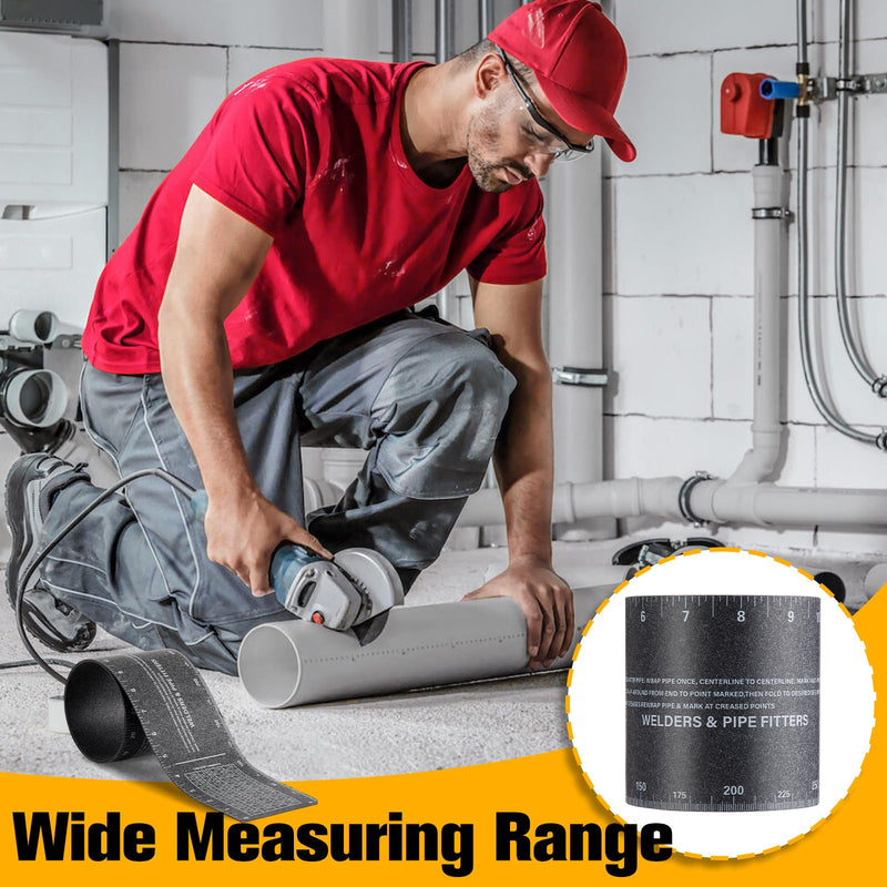 Relaxweex 2 Pack Pipe Wrap Around Flex Angle Pipe Measuring Tool for 1" to 6" and 2" to 16" Diameter Pipes, Heat Resistant 350°f, Pipes Fitting Tool with Storage Box for Welders & Plumbers 2-16in and 1-6in
