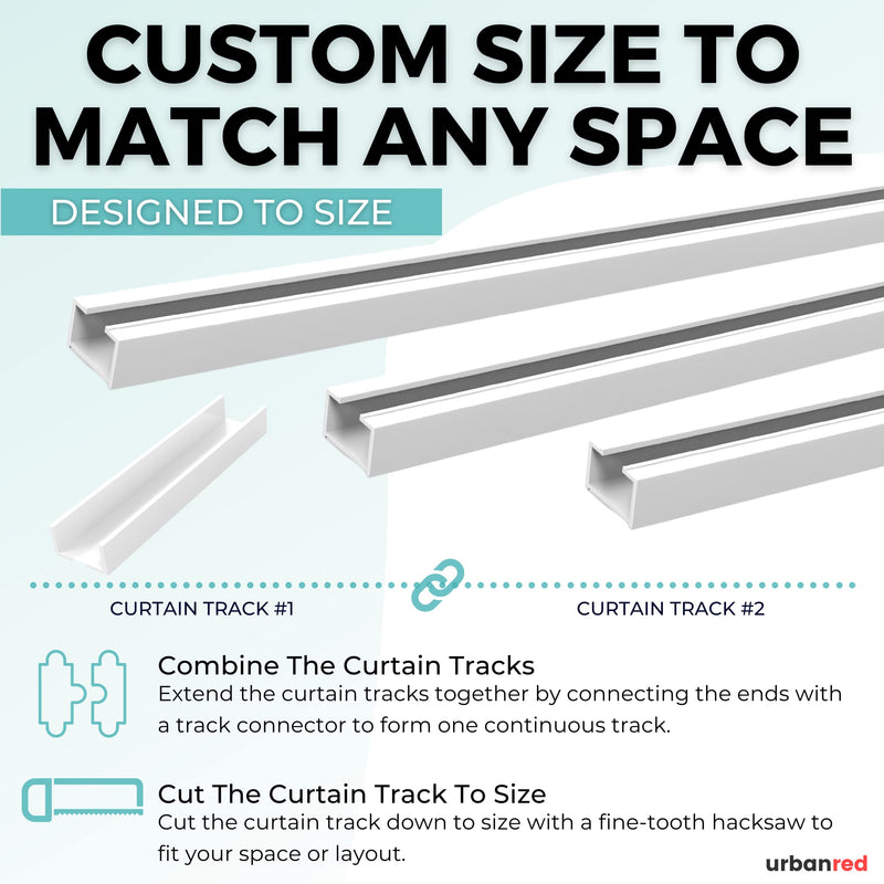 UrbanRed Self Adhesive Curtain Track 16.4FT (5m) for Smooth Ceiling Or Wall- No Drill, Screws, Ceiling Curtain Track, Curtain Rods, Ceiling Mount, Adhesive Curtain Rod (Non-Flexible) 5 Meters, 16.4 FT (Adhesive, Non-Flexible)