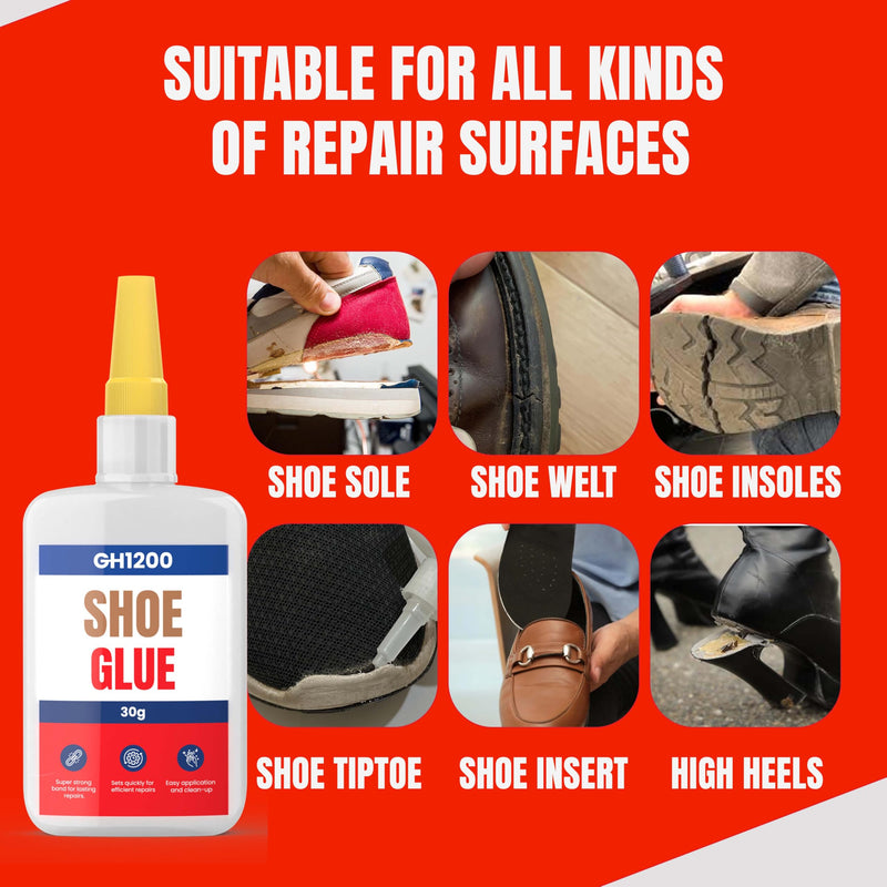 GH1200 30g x 2 PCs Shoe Glue Heavy Duty, Clear Drying & Strong Shoe Repair Glue, Non Stiff Repairs, Glue for Shoes Fixes Sneakers, High Heels, Crocs & More, Shoe Sole Glue Can Bear Extreme Conditions 30g x 2PCs Shoe Glue