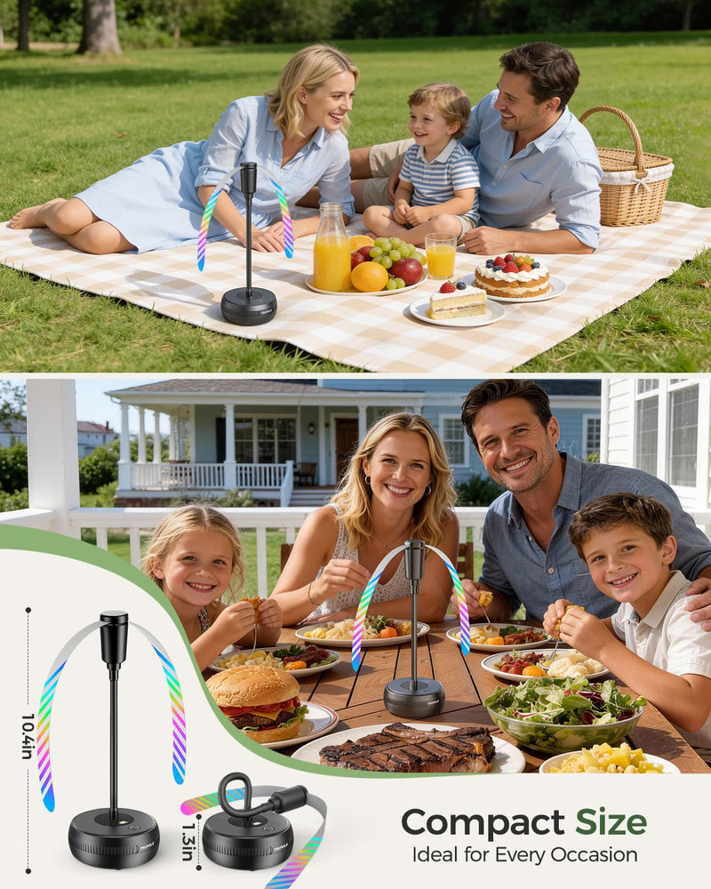 TriPole Fly Fans for Tables Rechargeable Food Fans with LED Display, 4 Pack Black