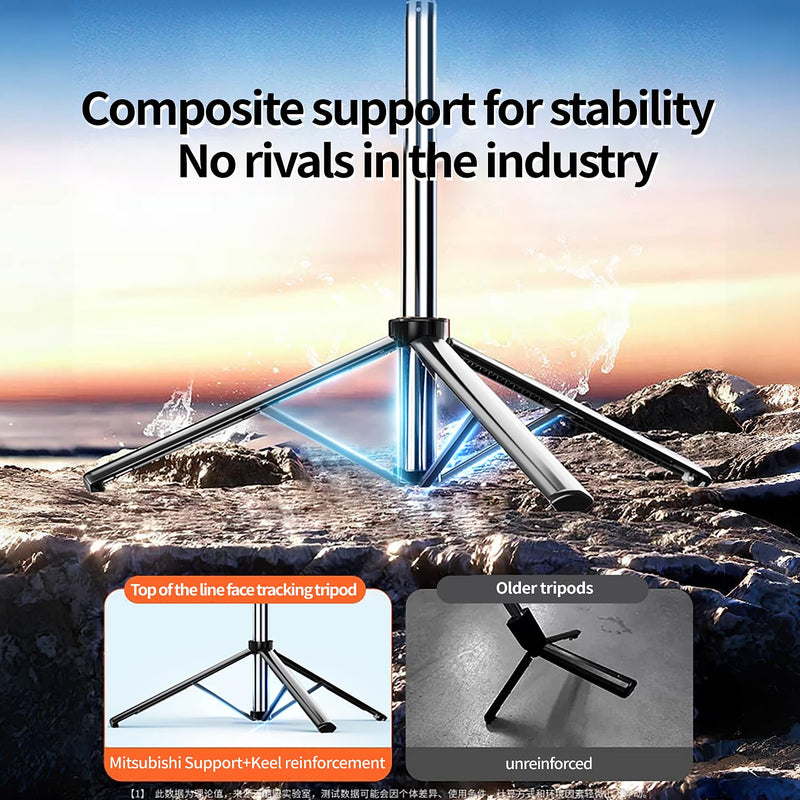 Auto Face Tracking Tripod with 360 Rotation Stand, 70.9" Ai Motion Tracking, Selfie Stick Rotation with Remote, Motion Sensor Phone Stand, for Vlog/Live Stream/Video Recording