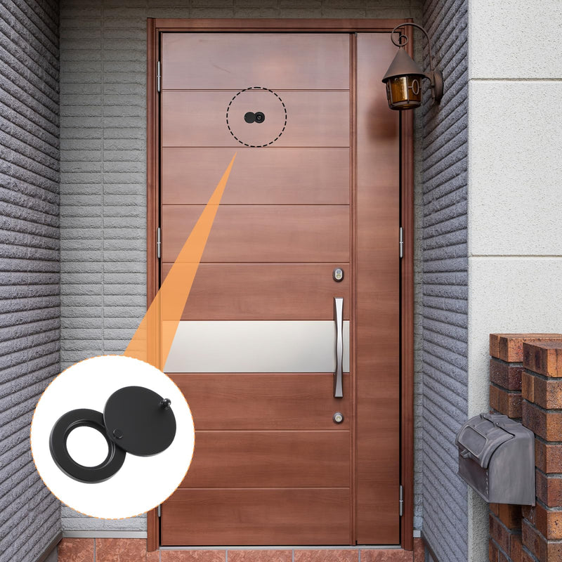 Peephole Cover, Peep Hole Covers Privacy Door Viewer Cover with Matching Self Adhesive Installation Tool Home Security Privacy Protection (Matt Black)