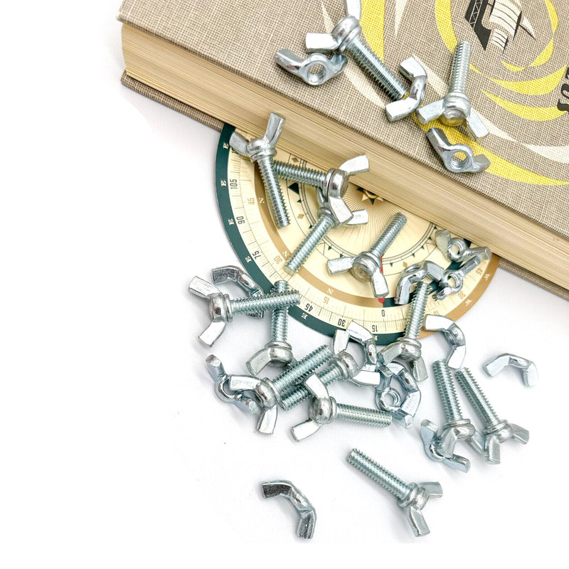 30 Pcs 1/4"-20 x1 Wing Screw Bolts and Wing Nut Kit Butterfly Screws and Nut with Hand Twist Tighten Wing Head Zinc Plated Hardware Fitting Fastenings Assortment Kit Silver 15 Sets 1/4"-20 x1" WingScrews&WingNuts