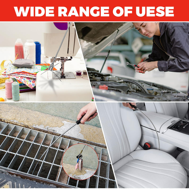 3 Pack Magnetic Pickup Tool- Extendable Magnet, Telescopic Magnetic Pick-up Tool, Bendable Flexible Magnetic Pickup Tool