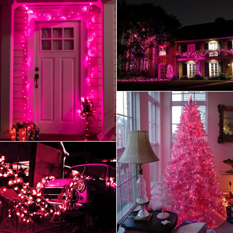 Pink Mini Christmas Lights - 39 Feet 100 LED Fairy String Lights with 8 Lighting Modes Waterproof Connectable for Indoor Outdoor Xmas Tree Garland Wreath Holiday Valentine's Day Decoration Pink 100 LEDs