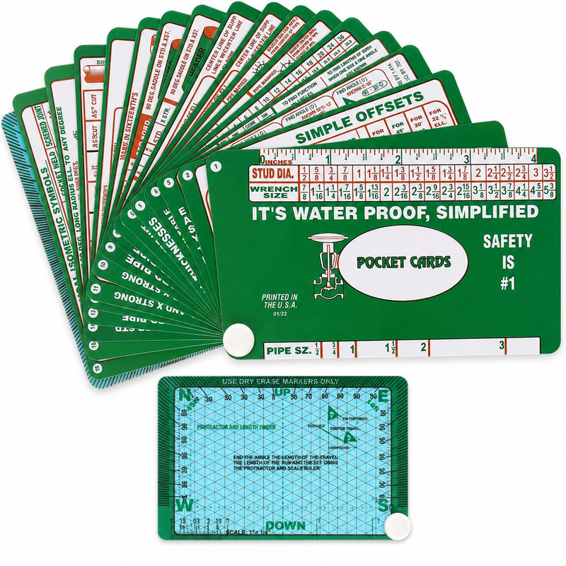 Waterproof Pocket Cards for Pipefitter,Reference Charts and Formulas for Plumbing | Compact and Portable Pipe Fitting Tools for Pipeline Installation Professionals
