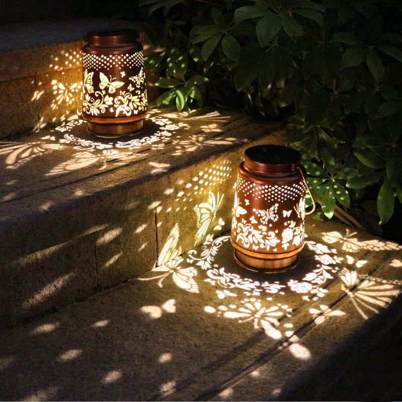 Solar Lanterns Outdoor Waterproof Butterfly Garden Decor Lantern Birthday Gifts for Women Mom Grandma, Hanging Solar Lights Metal Solar Decoration Outside for Yard, Patio, Backyard, Porch 1 Pack Butterfly
