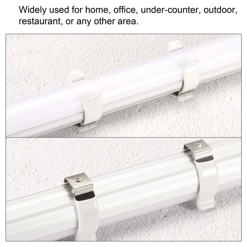 MECCANIXITY T8 U Clip Holder Bracket for LED Light Bulb Mounting Bracket Support Thicken Stainless Steel Fluorescent Tube Holder Lighting Accessories, Pack of 12