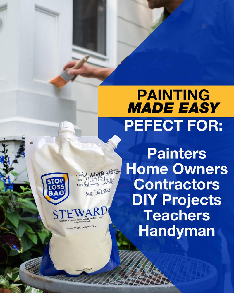 8 Reusable Paint Storage Bags 1L Leftover Paint Containers, Funnel and Clip 34 Oz