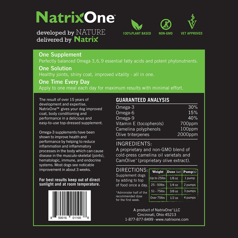 Omega 3 for Dogs 16 oz - All-Natural Skin and Coat Supplement - Supports Hearts, Joints, and Anti-inflammatory Systems - Made with Camelina Oil by NatrixOne - PawsPlanet Australia