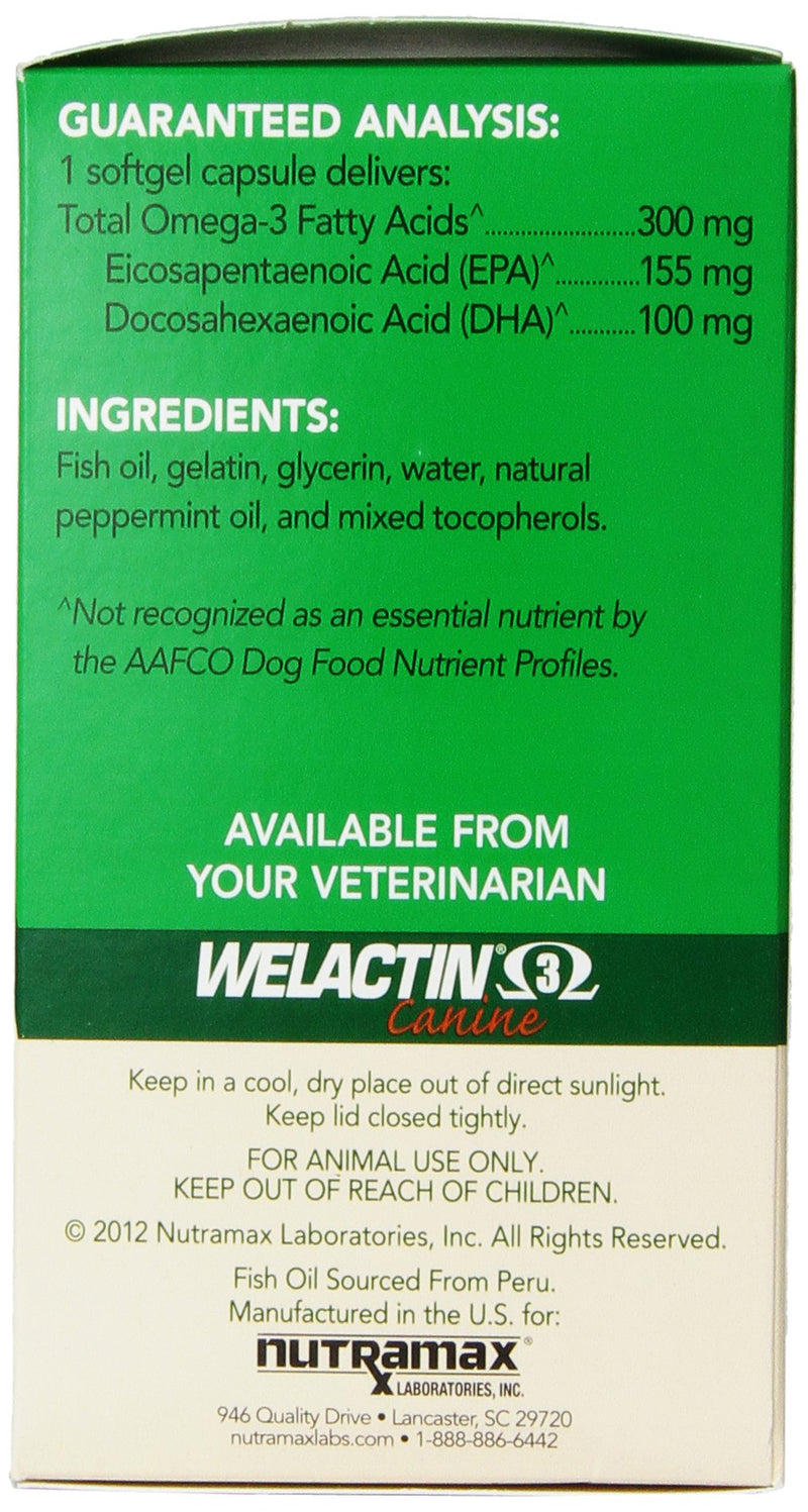 Nutramax Welactin Omega-3 Fish Oil Skin and Coat Health Supplement Liquid for Dogs - 120 Softgels - PawsPlanet Australia