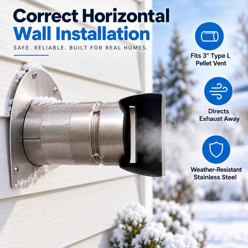 Sosation 3" Horizontal Pellet Stove Terminal Stove Pipe Cap Stainless Steel