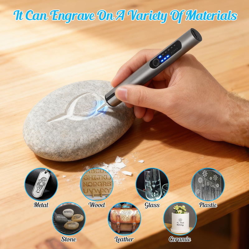 CHEGIF Engraving Pen, USB Rechargeable Cordless Engraver Pen with 51 Bits & LED Light Customizer Engraving Pen for Metal, Wood, Glass and Plastic Portable Engraving Kit for DIY Etching Gifts