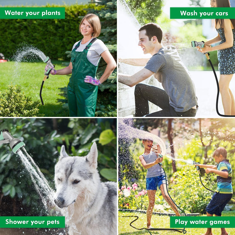 RESTMO Garden Hose Nozzle, Heavy Duty Metal Water Hose Nozzle with 7 Adjustable Spray Patterns, High Pressure Hand Sprayer with Flow Control, Best for Watering Plant & Lawn, Washing Car & Pet, Cyan