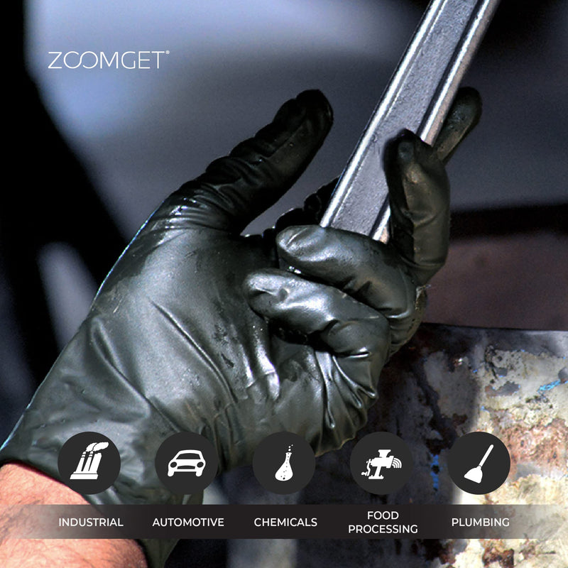 X3 Black Nitrile Disposable Industrial-Grade Gloves 3 Mil, Latex and Powder-Free, Food-Safe, Non-Sterile, Lightly-Textured Large (Pack of 100) Box of 100
