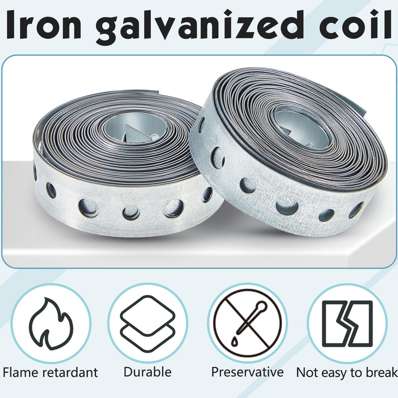 Gisafai 4 Pcs Galvanized Hanger Strap Metal Strapping with Holes Pipe Hanger for Pipe Supports Hanging, 3/4 Inch x 10 ft