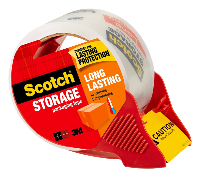 Scotch Long Lasting Storage Shipping Packaging Tape, 1.88" x 38.2 yd, 1 Roll with Dispenser (3650S-RD-ESF)