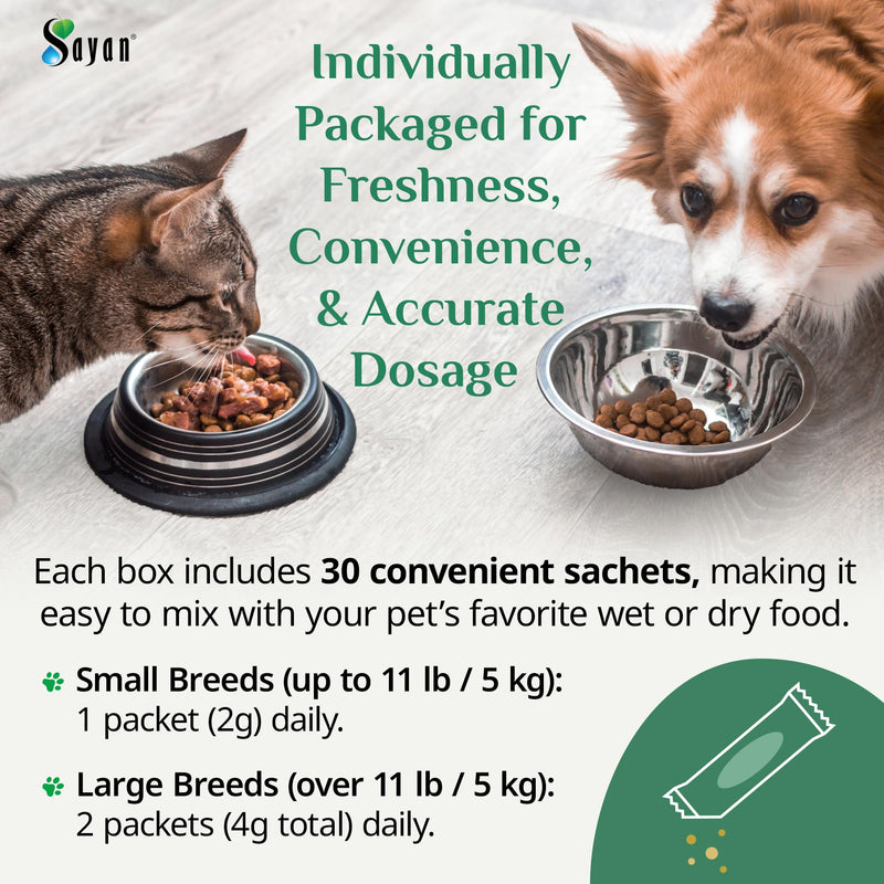 Sayan Chaga + Shilajit Pet Supplement (30 Sachets) – All-Natural Adaptogen Blend for Dogs & Cats – Immune, Joint, Energy & Digestive Support – Herbal Blend – 100% GMO-Free, Vet-Formulated