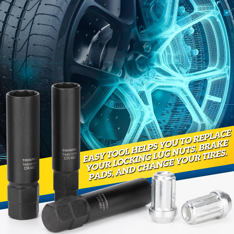 10 spline lug nut key,Compatible with Bimecc 10-Spline Lug Nuts and Lug Bolts,10 point wheel lock socket for Easy Removal of Aftermarket Locking Lug Nuts(3 piece pack) 3 Piece Pack