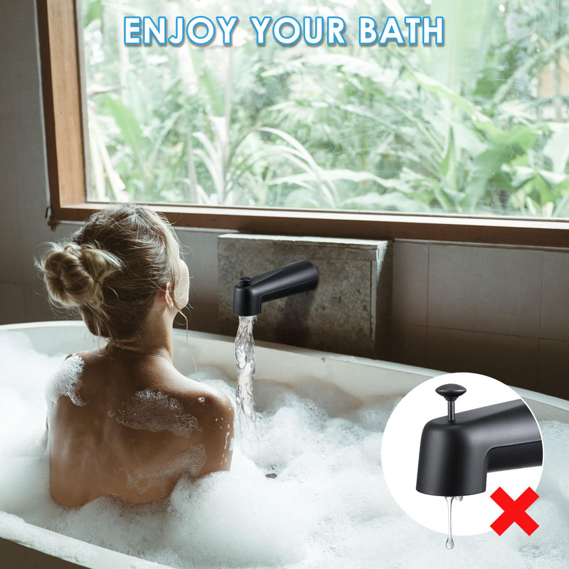 Enhon 7 Inch Slip on Tub Spout with Diverter, Compatible with Moen 3839/Moen 3853, Bathtub Diverter Spout Fits 1/2" Copper Water Tube(5/8" Diameter), 5/32" Hex Wrench(Matte Black,Classic) Matte Black Classic