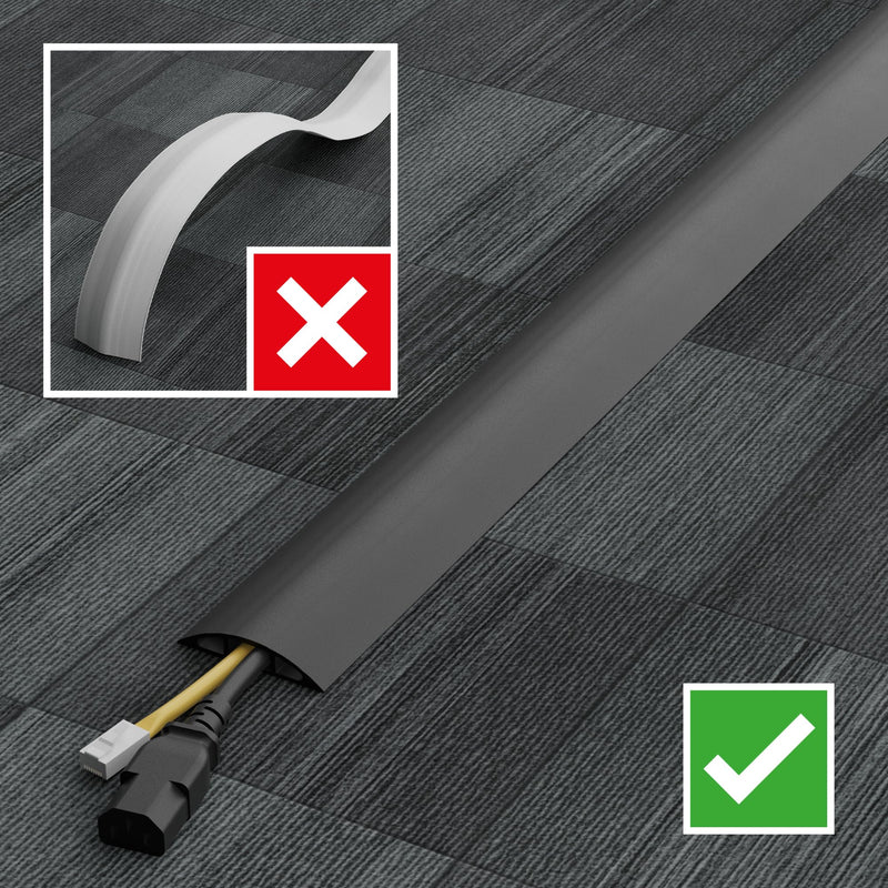 D-Line 6ft Floor Cord Cover, Cable Protector, Hide Extension Cords, Protect Cords, Prevent Cable Trips, Heavy Duty Cord Hider - Cable Cavity = 0.63" (W) x 0.31" (H) - Black 6 Feet