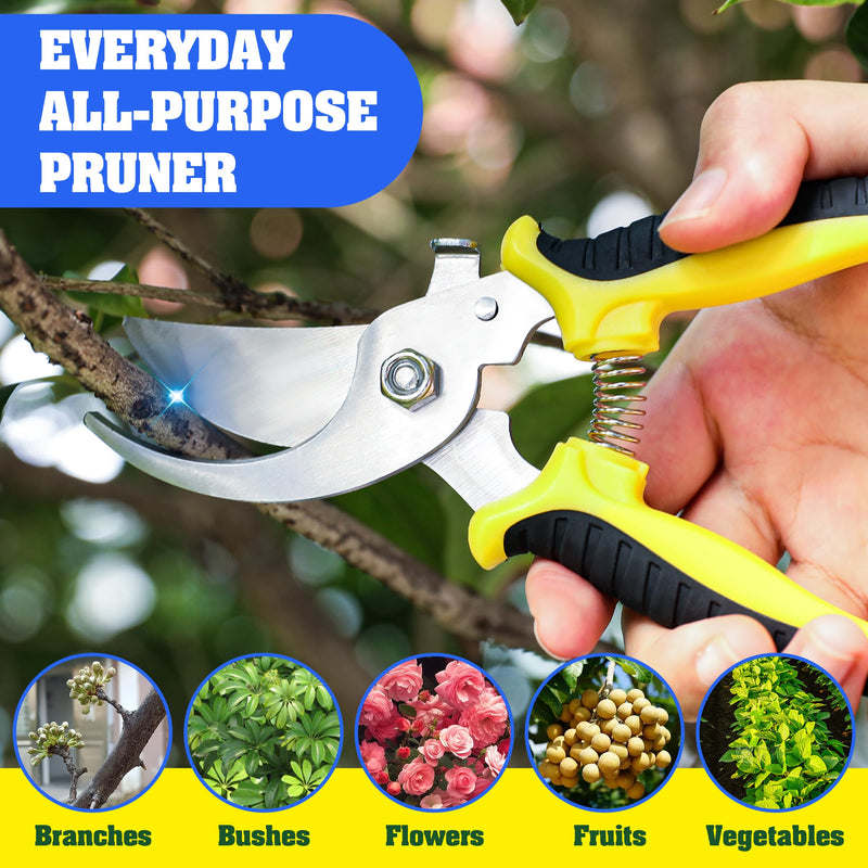 4 Pack Garden Pruning Shears, Stainless Steel Garden Shears, Gardening Shears, Garden Scissors, Garden Clippers, Pruning Snips, Pruning Shears for Gardening Tools (4PCS Yellow Orange Green) 4pcs Yellow Orange Green