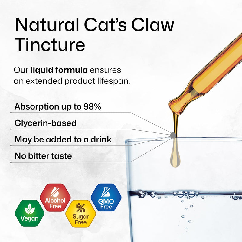 BIO KRAUTER Cats Claw Tincture - Liquid Cats Claw Herb for Immune Support - Alcohol & Sugar Free - Vegan Drops 4 Fl.Oz. 4 Fl Oz (Pack of 1) - PawsPlanet Australia