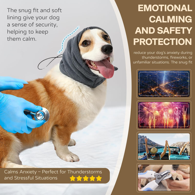Dog Head Ear Warp Relief Ear Muffs Noise Protection L-Head Circle(17.7"~23.6") Dark Grey