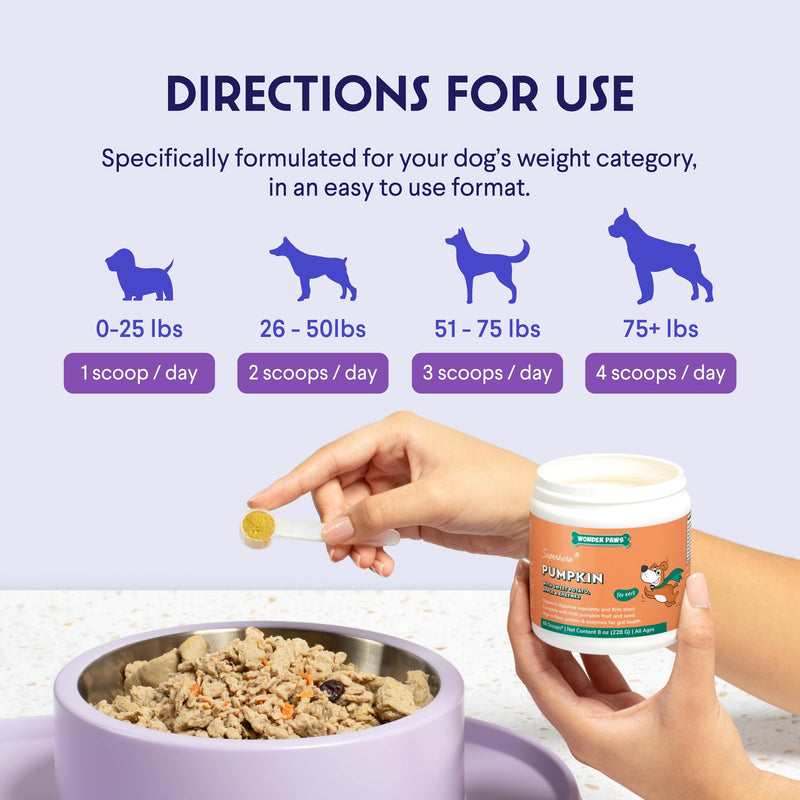 WONDER PAWS Organic Pumpkin for Dogs – with Apple, Sweet Potato & Enzymes – Supports Digestion, Stool & Gut Health – Use as Fiber Topper or Mix with Water for Pumpkin Puree (Pack of 2) All dog sizes, breeds & ages (Pack of 2)