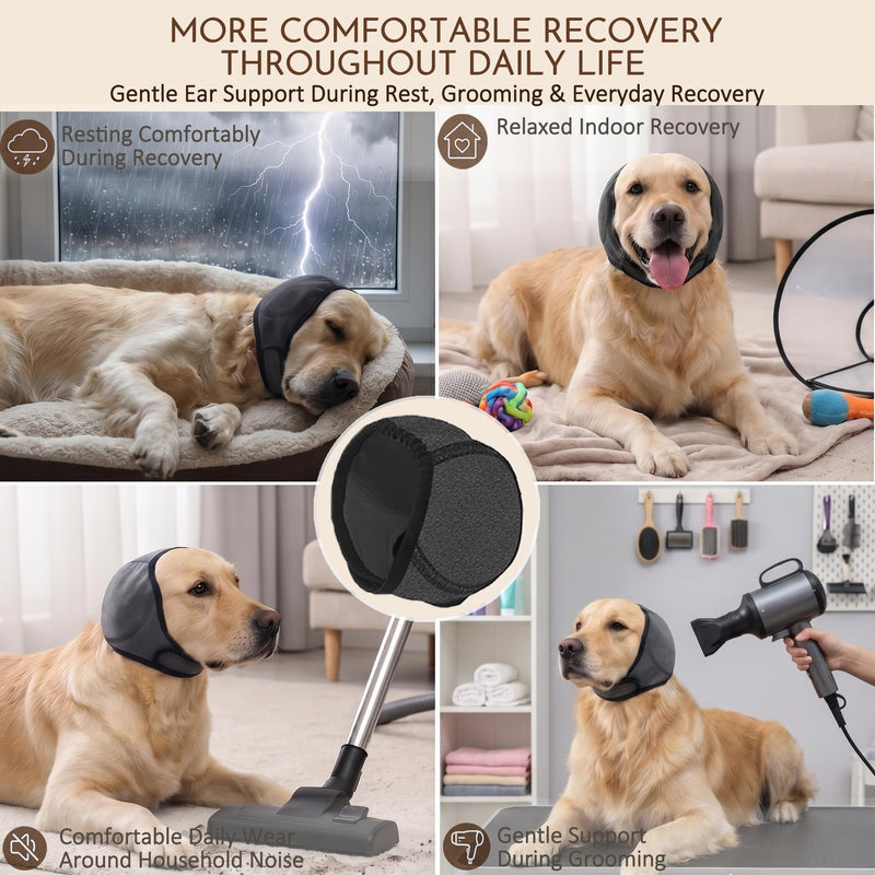 HOFi No-Shake Ear Wraps for Dogs: Reduce Ear Shaking by 95% During Hematoma Recovery - Secure No-Slip Fit After Surgery - Cone Alternative for Large Breeds Labs/Goldens/Shepherds
