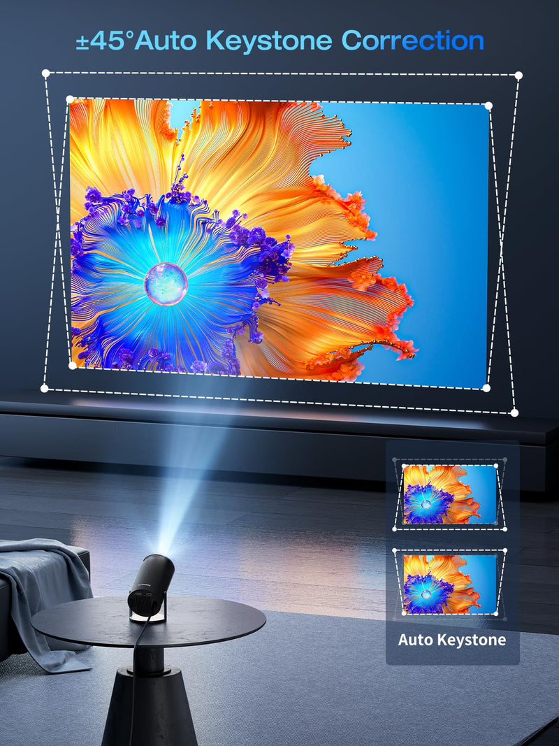 CLOKOWE Projector with WiFi and Bluetooth, 4K FHD 1080P Supported, Portable Outdoor Movie Mini Projector, Auto Keystone, Compatible with iOS/Android/HDMI/TV Stick/Windows T08